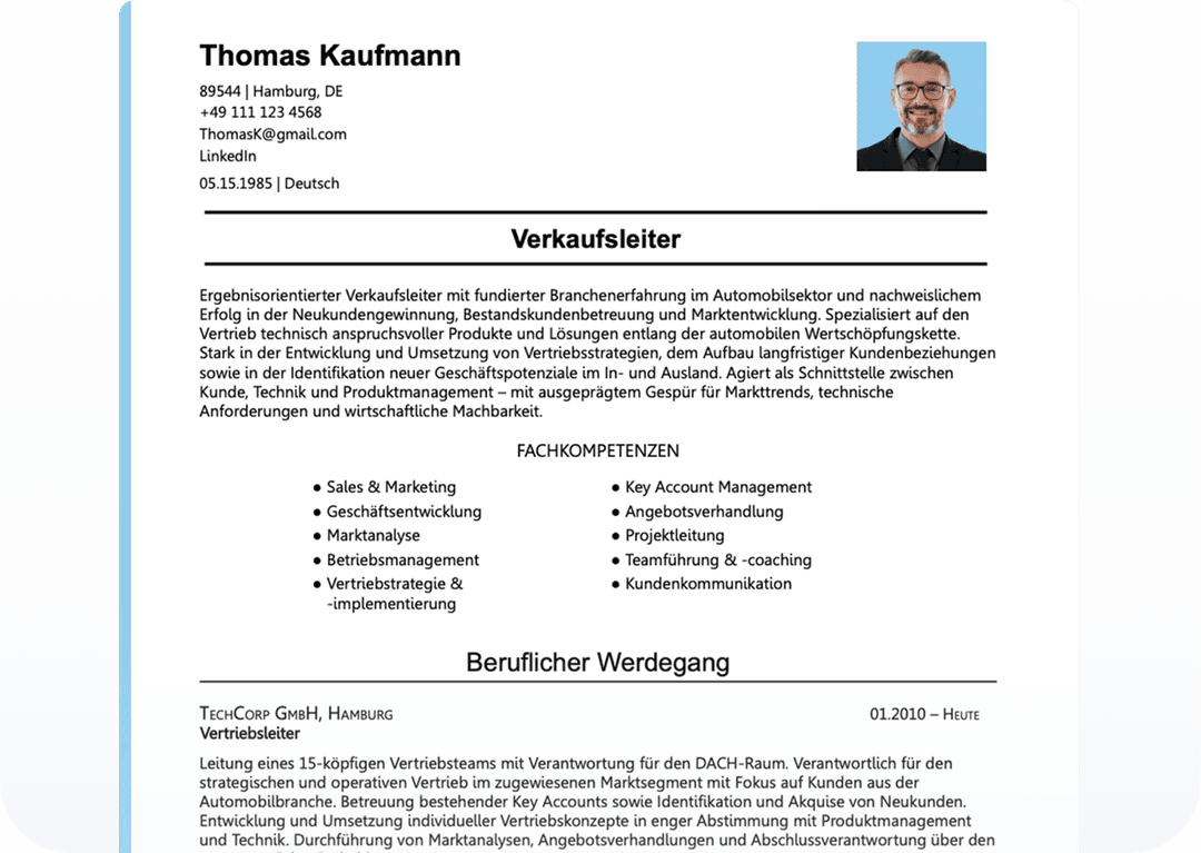 Personalisierte Bewerbungsunterlagen